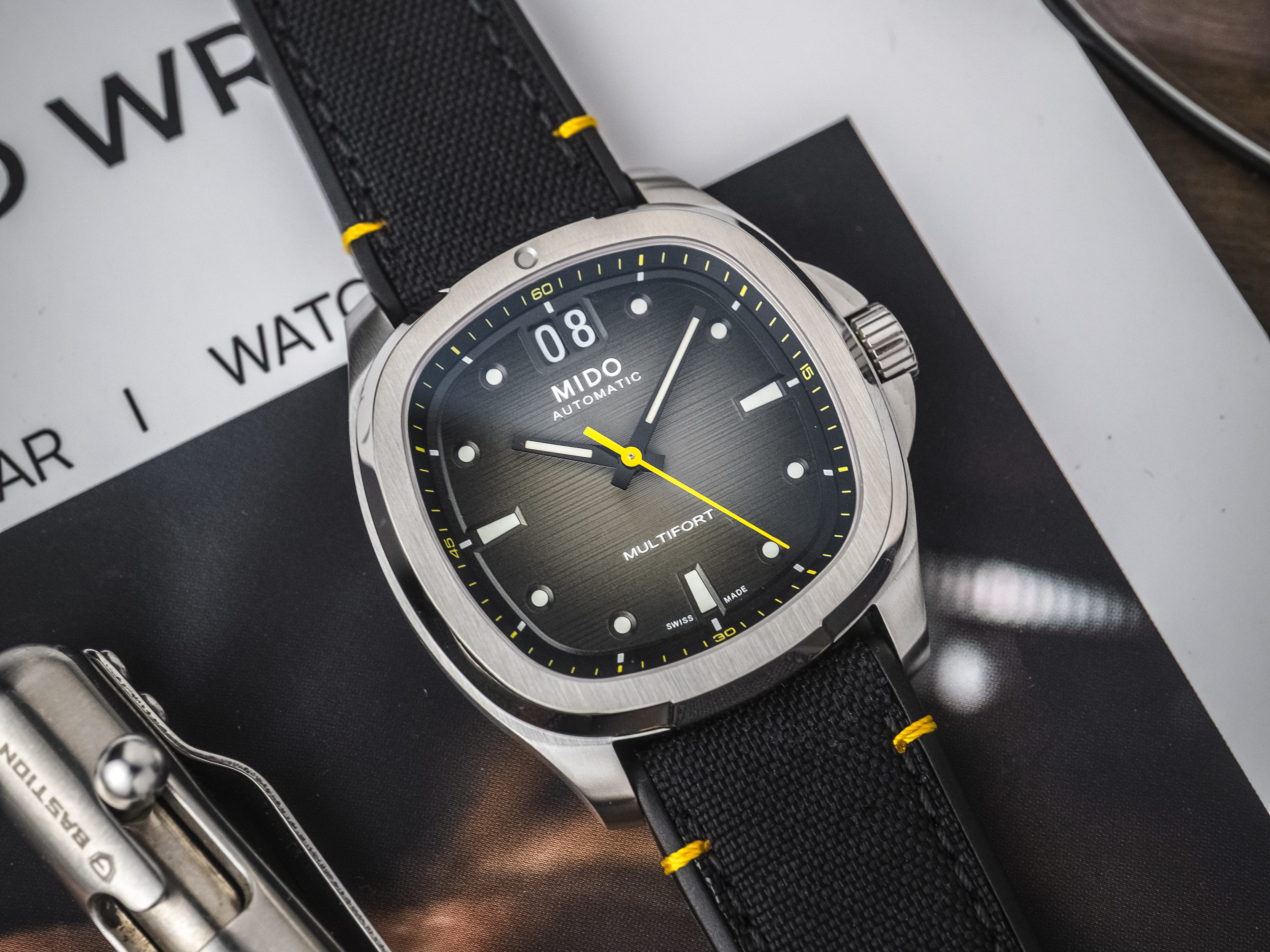 MIDO Multifort TV Big Date Review – Grey Gradient Retro Done Right